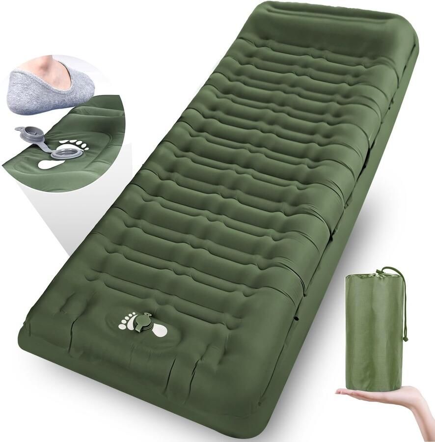 Ibenzoa Zelfopblazende Campingmat van 12 cm Dikte met Voetpomp en Kussen voor Outdoor Avonturen