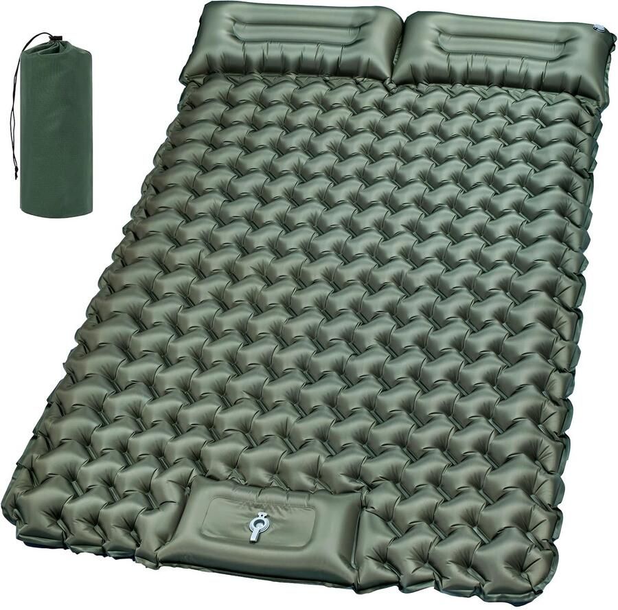 Ibenzoa Zelfopblazende Tweepersoons Campingmatras met Voetpomp en Hoofdkussen Geschikt voor Wandelen Reizen en Kamperen