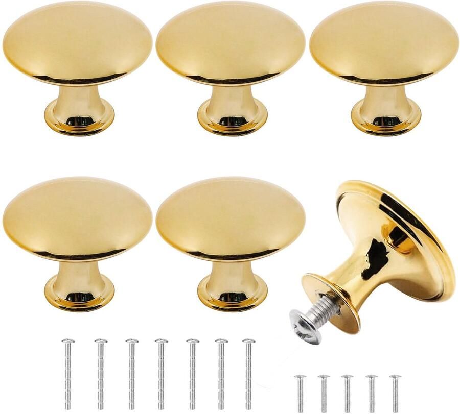 Ibenzoa Zesdelige set elegante gouden meubelknoppen met roestvrijstalen afwerking voor veelzijdig gebruik