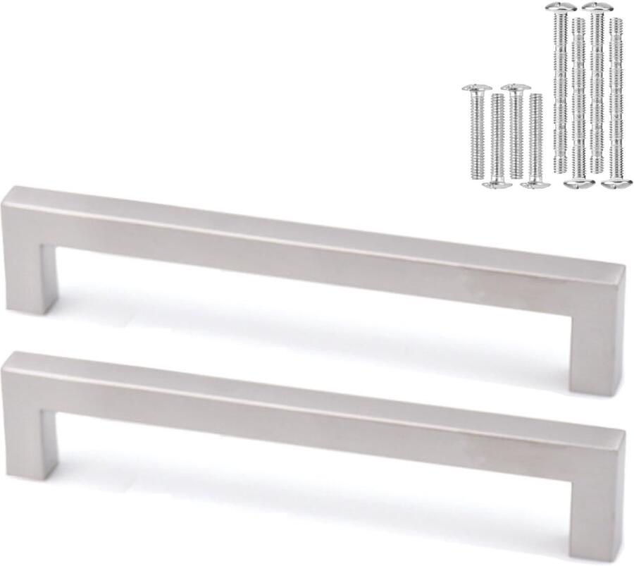 Ibenzoa Zilverkleurige Roestvrij Stalen Meubelgrepen voor Keukenkasten en Kledingkasten Set van 2