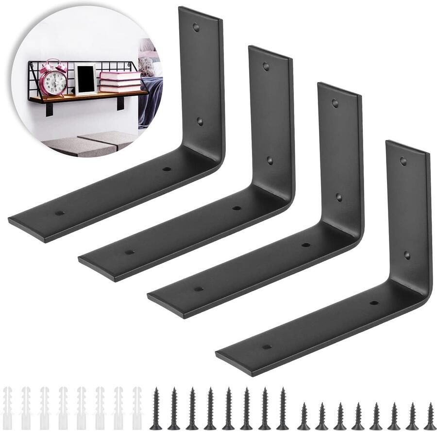 Ibenzoa Zware Zwarte Wandbeugels voor Planken met Inclusief Montage Accessoires