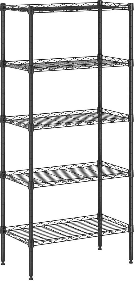 Ibenzoa Zwart metalen vijflaagse opbergrek voor keuken kantoor en garage