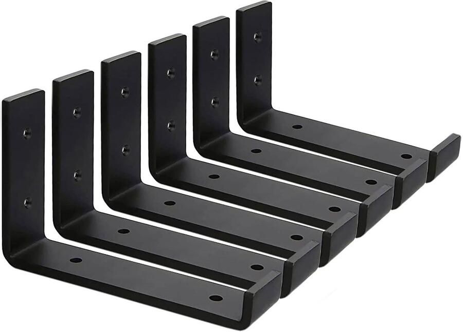 Ibenzoa Zwarte L-vormige plankhouders set voor stevige en stijlvolle wandplanken
