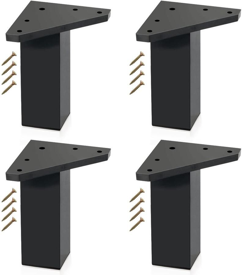 Ibenzoa Zwarte meubelpoten set van 4 voor meubels met eenvoudige installatie
