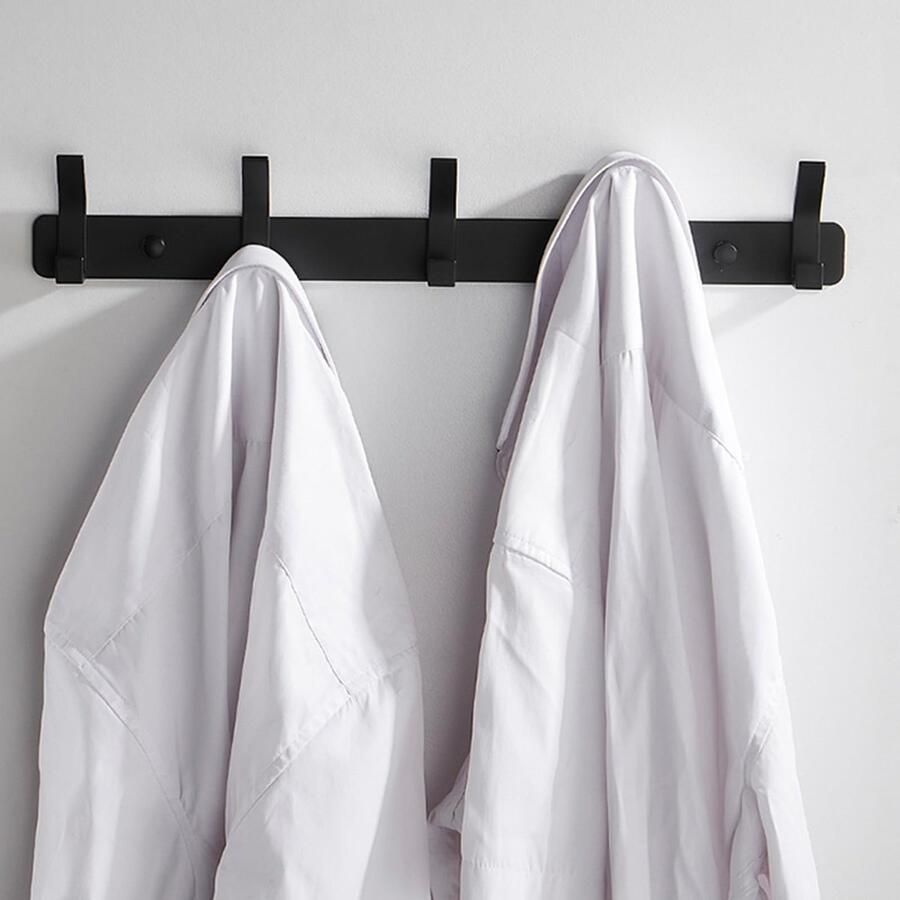 Ibenzoa Zwarte Muurhaken Set van 4 met 5 Haken voor Ruimtes in Huis
