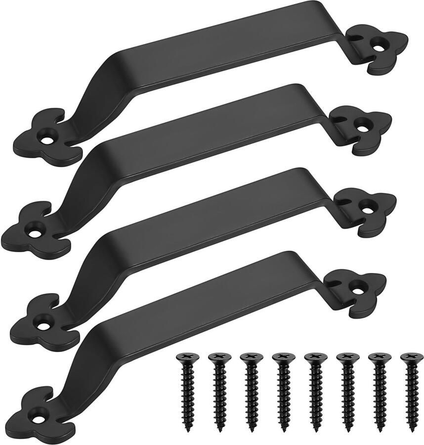 Ibenzoa Zwarte Retro Deurgrepen Set van 4 voor Deurtoepassingen Binnen en Buiten