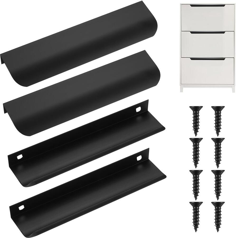 Ibenzoa Zwarte Verborgen Meubelgrepen voor Kasten en Deuren Set van 5 Ergonomische Grepen