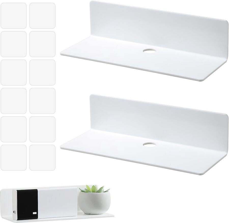 Ibenzoa Zwevende Plank Muur Set 2 Acryl Planken Wit Perfect voor Slaapkamer Badkamer & Woonkamer