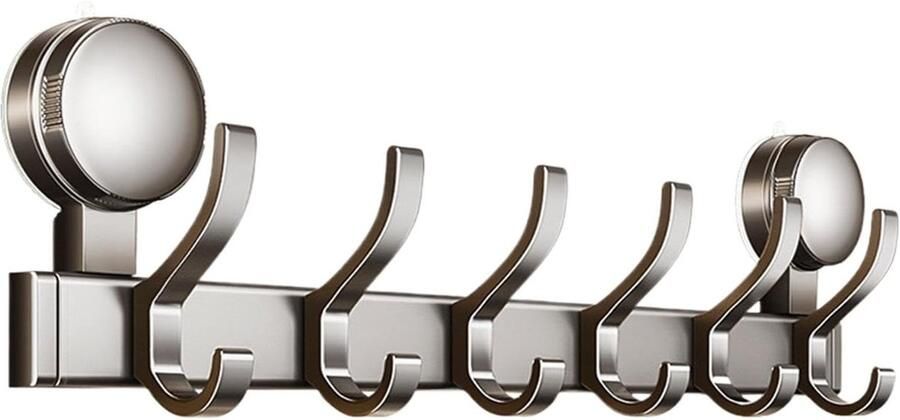 IBright Extra Stevige Deur kapstok Wandkapstok met Zuignap -Schroef vrij Montage zonder gereedschap Kapstok Hangend Met draaiknop 14 Hangers Industrieel 51 cm Kapstok Grijs