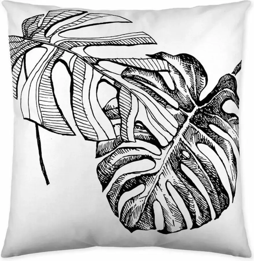 Icehome Kussenhoes Bank Wit Zwarte Plant (60 x 60 cm)