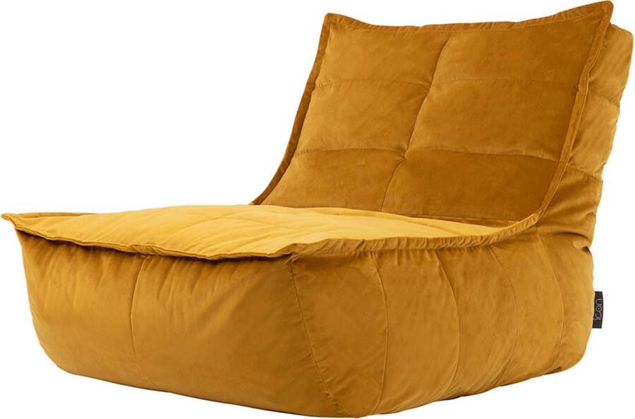Icon Dolce Fluwelen Zitzak Lounger Geel XXL Zitzakstoel Volwassenen met Vulling Woonkamerzitzakken