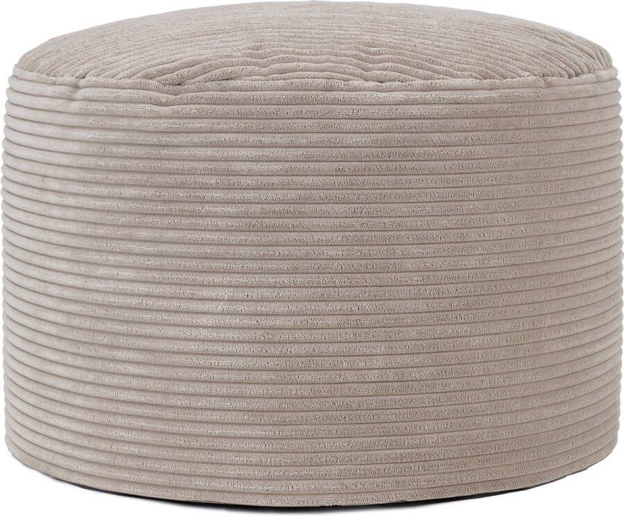 Icon Frankie” Corduroy Hocker Beige XXL Zitzak Stoel met Vulling Poef Woonkamerzitzakken