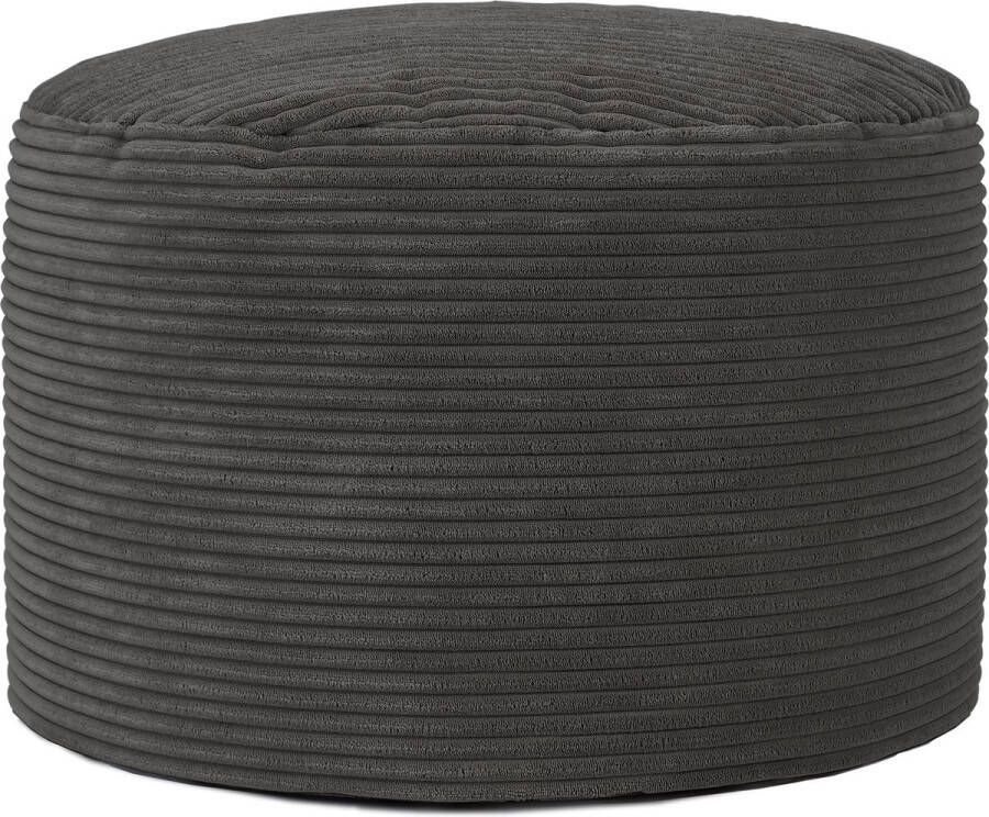 Icon Frankie” Corduroy Hocker Houtskool XXL Zitzak Stoel met Vulling Poef Woonkamerzitzakken