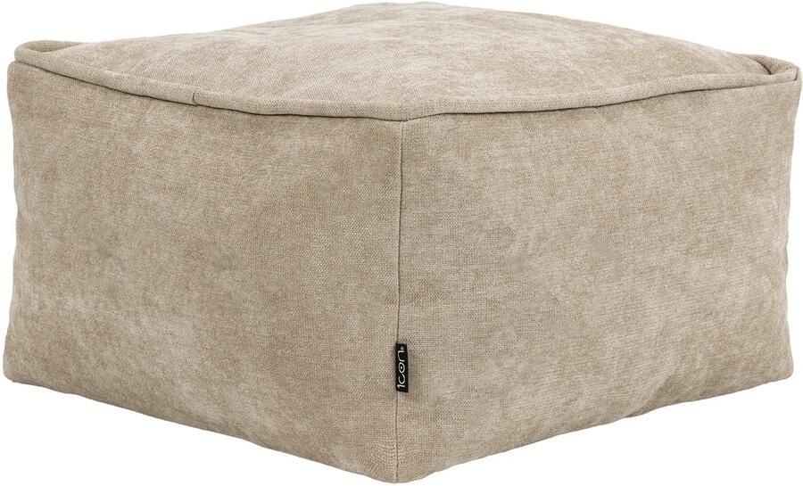 Icon Amara Chenille Hocker Beige Poef met Vulling Woonkamerzitzakken