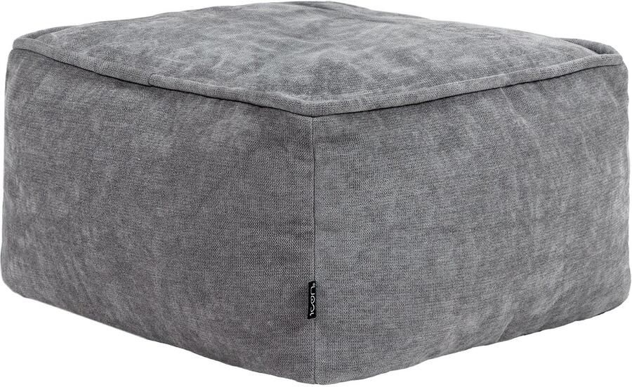 Icon Amara Chenille Hocker Grijs Poef met Vulling Woonkamerzitzakken