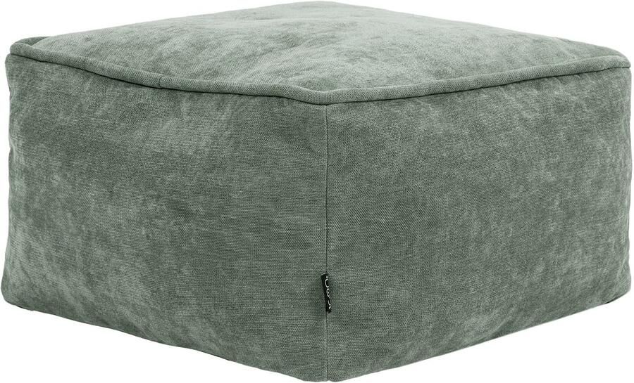 Icon Amara Chenille Hocker Saliegroen Poef met Vulling Woonkamerzitzakken