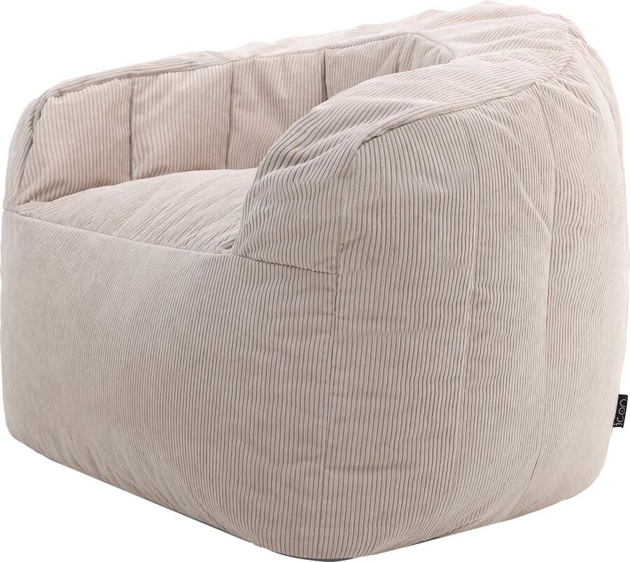 Icon Clara Corduroy Zitzakfauteuil Beige XXL Zitzakstoel Volwassenen met Vulling Woonkamerzitzakken