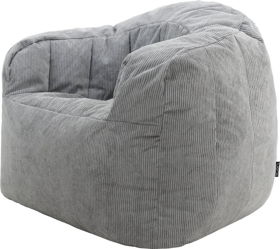 Icon Clara Corduroy Zitzakfauteuil Houtskool XXL Zitzakstoel Volwassenen met Vulling Woonkamerzitzakken