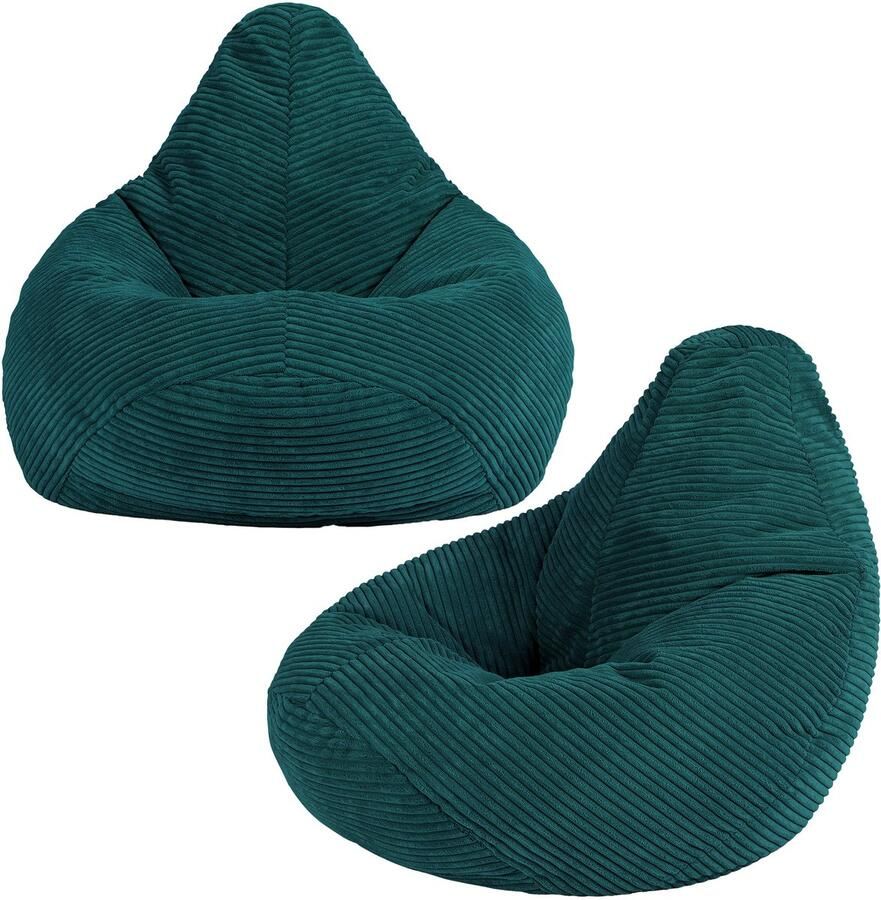 Icon Set van 2 Dalton Corduroy Kinderzitzakken Teal Groen Zitzakstoel Zitzak Kind met Vulling Woonkamerzitzakken