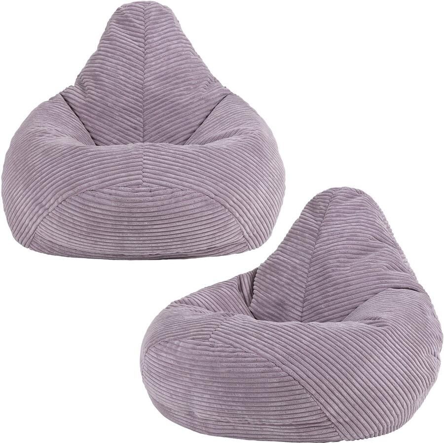 Icon Set van 2 Dalton Corduroy Kinderzitzakken Paars Zitzakstoel Zitzak Kind met Vulling Woonkamerzitzakken - Foto 2