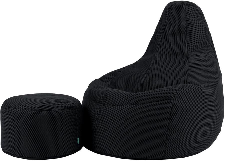 Icon Dalton XL Zitzak Fauteuil met Poef Gaming Zwart