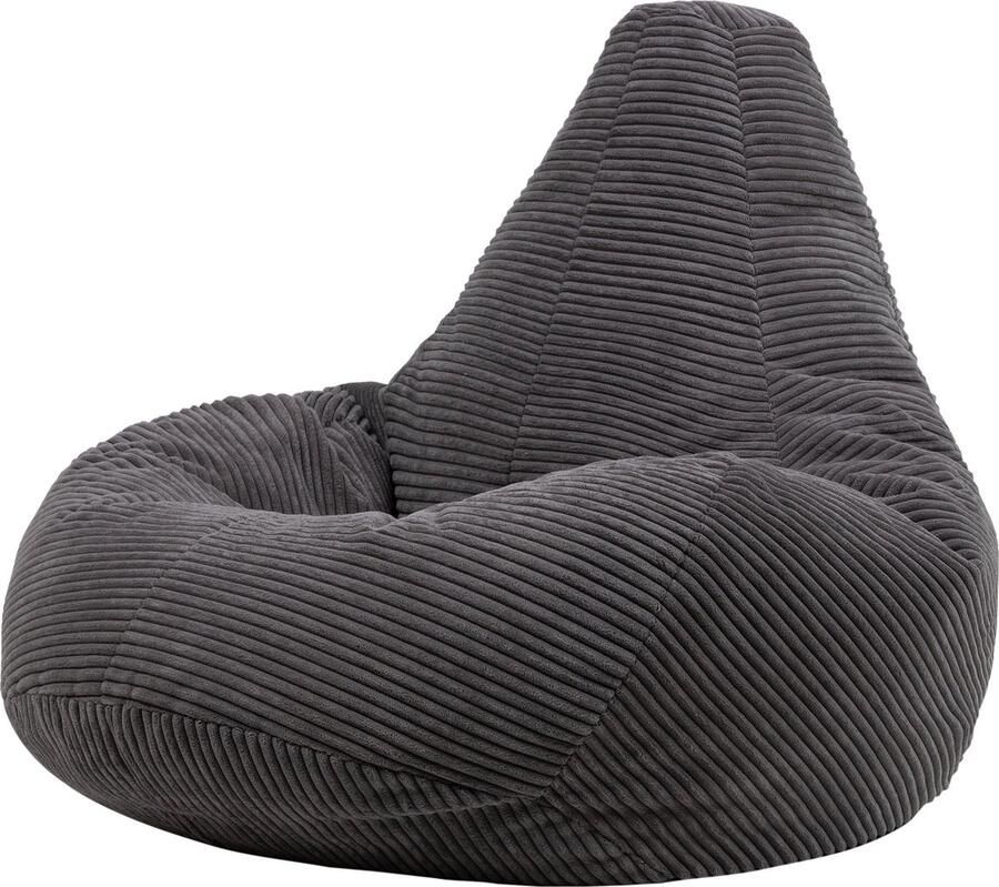 Icon “Dalton” Corduroy Zitzakfauteuil Houtskool Zitzakstoel Cord Zitzak Volwassenen met Vulling Woonkamerzitzakken