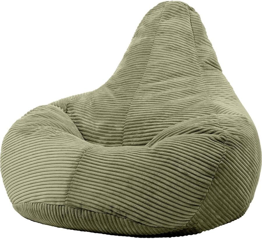 Icon “Dalton” Corduroy Zitzakfauteuil Groen Zitzakstoel Cord Zitzak Volwassenen met Vulling Woonkamerzitzakken