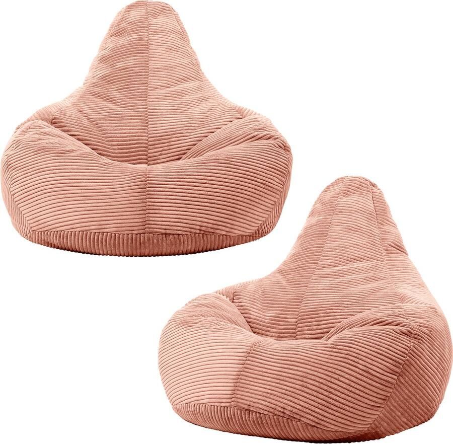 Icon Set van 2 “Dalton” Corduroy Zitzakfauteuil Roze Zitzakstoel Cord Zitzak Volwassenen met Vulling Woonkamerzitzakken - Foto 2