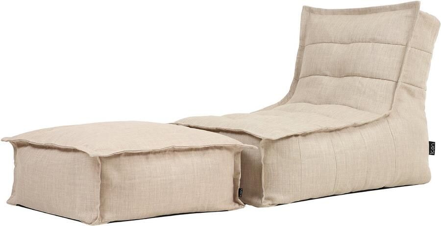 Icon Dolce Zitzakligstoel en Voetenbank Beige Zitzak voor Binnen en Buiten XXL Zitzakstoel Volwassenen met Vulling Woonkamerzitzakken