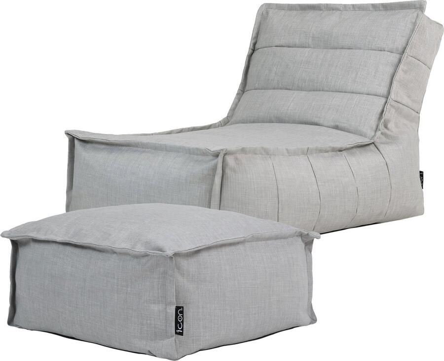 Icon Dolce Zitzakligstoel en Voetenbank Grijs Zitzak voor Binnen en Buiten XXL Zitzakstoel Volwassenen met Vulling Woonkamerzitzakken