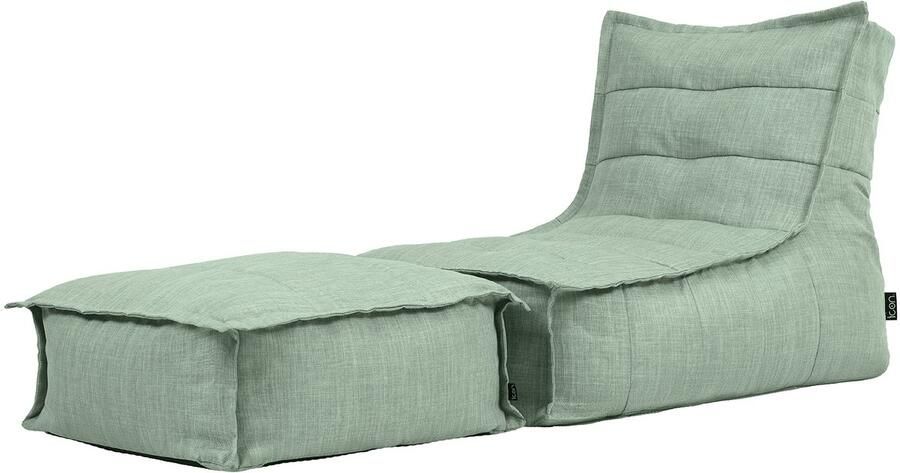 Icon Dolce Zitzakligstoel en Voetenbank Saliegroen Zitzak voor Binnen en Buiten XXL Zitzakstoel Volwassenen met Vulling Woonkamerzitzakken