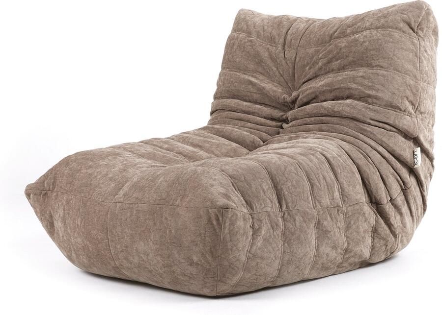 Icon Enzo Zitzak Lounger van chenille Beige Zitzakstoel Volwassenen met Schuimvulling Woonkamerzitzakken
