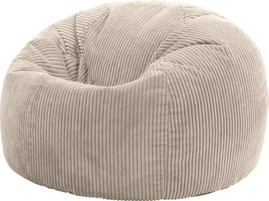 Icon “Kingston” Corduroy Zitzakfauteuil Beige Zitzakstoel Cord Zitzak Volwassenen met Vulling Woonkamerzitzakken
