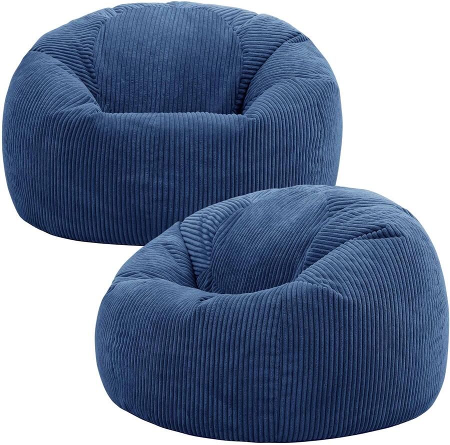 Icon Kingston Zitzak Fauteuil Set van 2 Ribfluweel Denimblauw