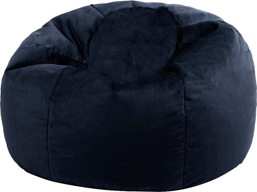 Icon “Kingston” Klassieke Fluwelen Zitzak Middernachtblauw Zitzakstoel Volwassenen met Vulling Woonkamerzitzakken