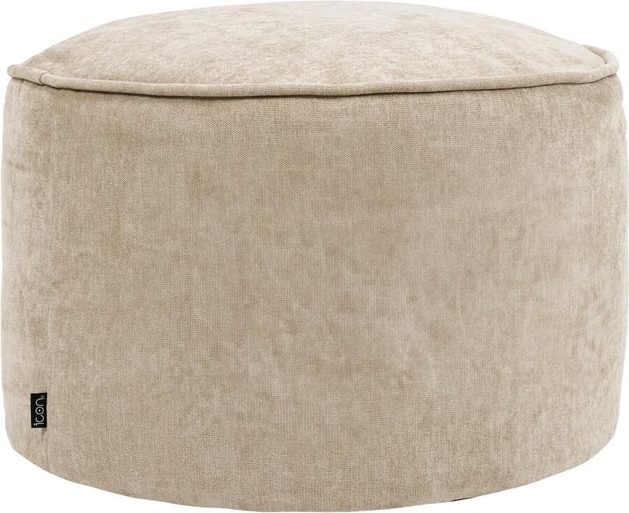 Icon Milano Chenille Hocker Beige Poef met Vulling Woonkamerzitzakken
