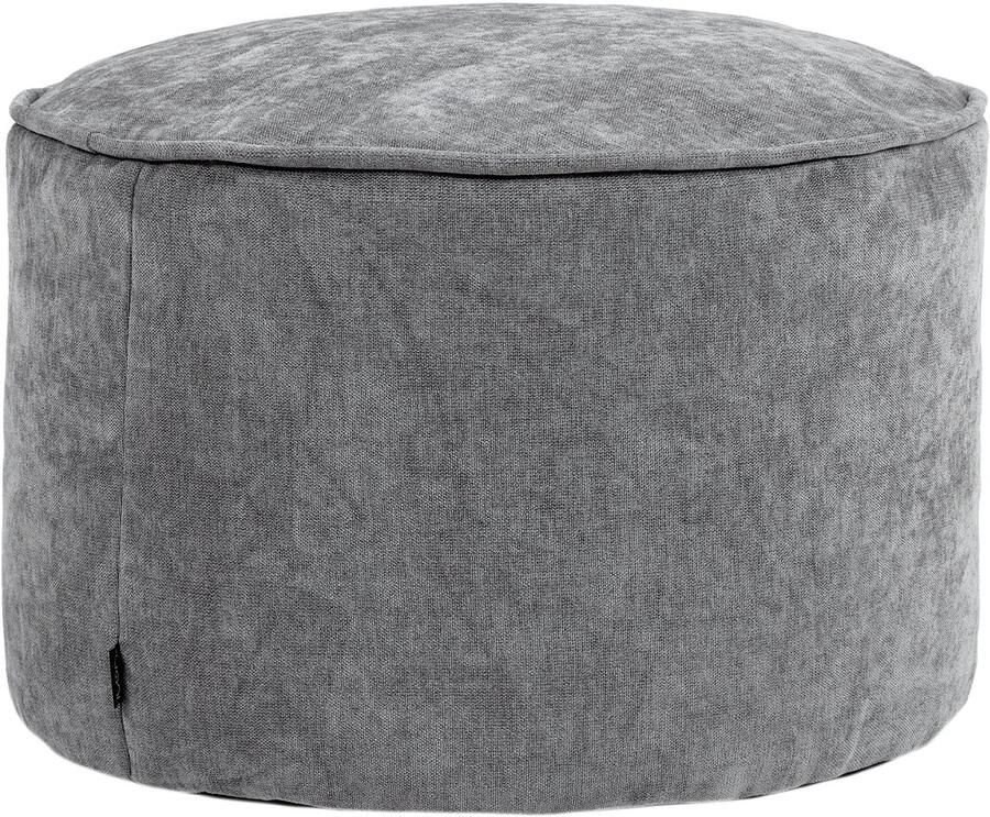 Icon Milano Chenille Hocker Grijs Poef met Vulling Woonkamerzitzakken