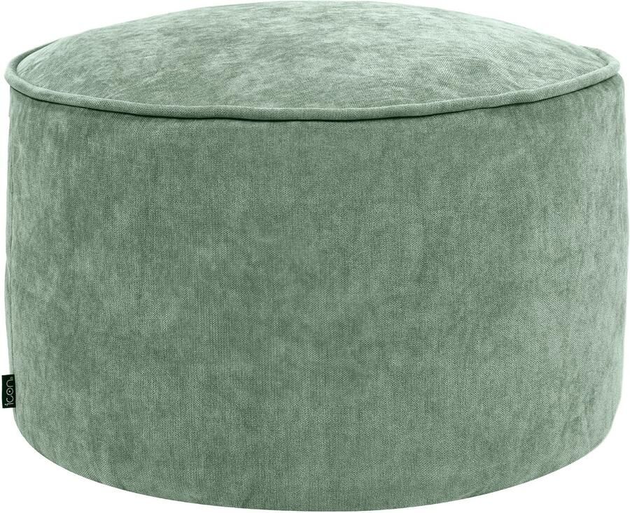 Icon Milano Chenille Hocker Saliegroen Poef met Vulling Woonkamerzitzakken