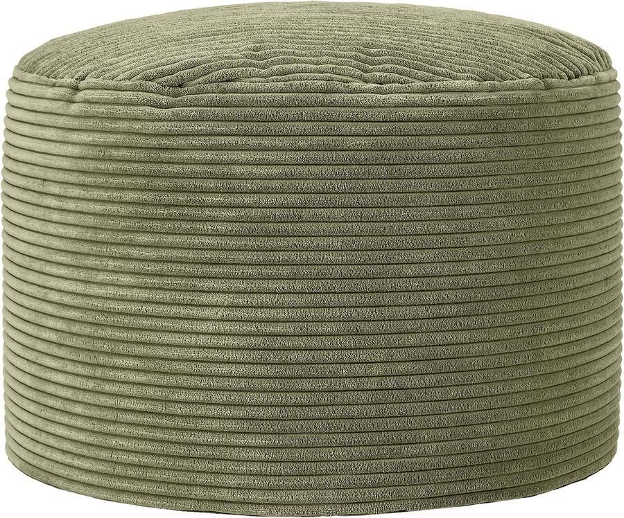 Icon Milano Poef Ronde Zitzak Hocker Ribfluweel Saliegroen