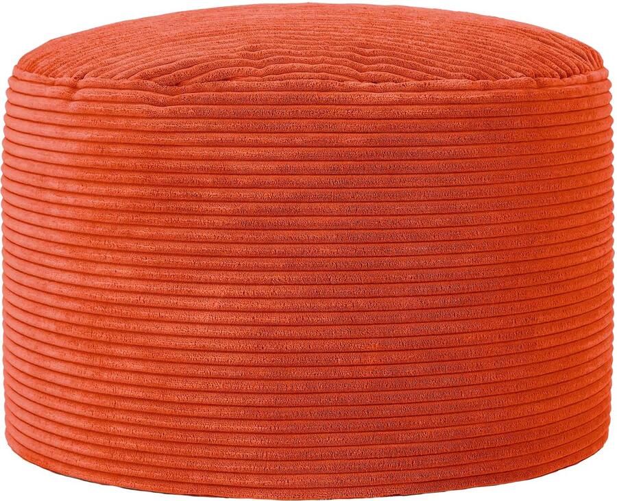 Icon Milano Poef Ronde Zitzak Hocker Ribfluweel Terra-oranje