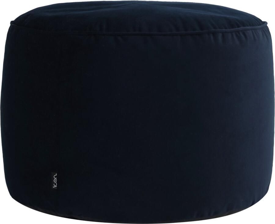 Icon Milano Fluwelen Hocker Middernachtblauw XXL Zitzak Stoel met Vulling Poef Woonkamerzitzakken