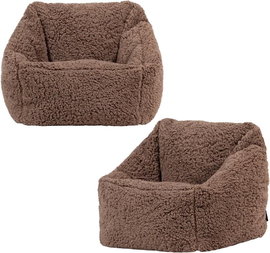 Icon Natalia Kinderzitzak Stoel Set van 2 Fluffy Pluche Teddy Mocha