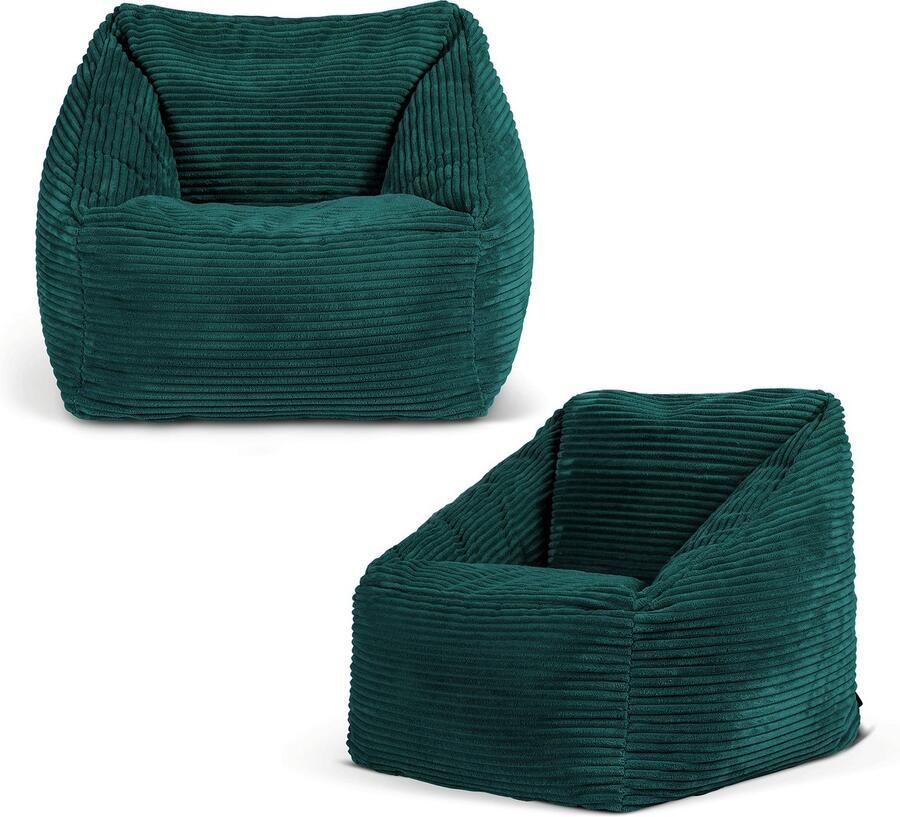 Icon Set van 2 “Natalia Corduroy Kinderzitzakken Teal Groen Zitzakstoel Zitzak Kind met Vulling Woonkamerzitzakken