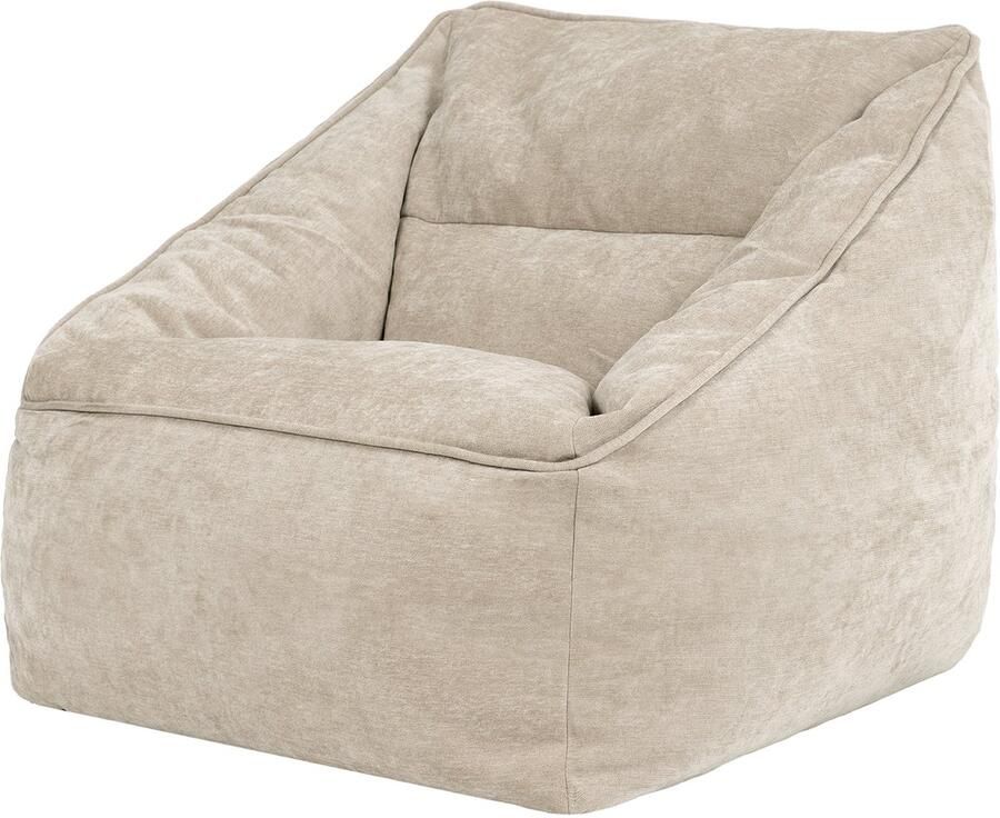 Icon Natalia Chenille Zitzakfauteuil Beige Zitzakstoel Volwassenen met Vulling Woonkamerzitzakken