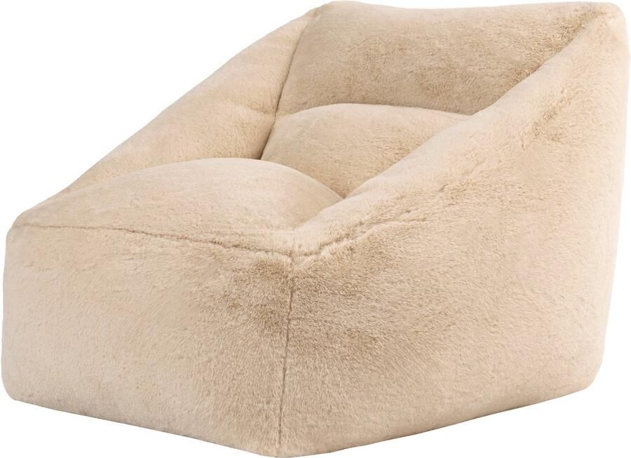 Icon Natalia XL Zitzak Fauteuil Fluffy Pluche Imitatiebont Crème
