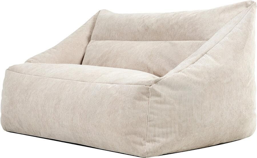 Icon Natalia Corduroy Zitzak Bank Beige XXL Zitzakstoel Volwassenen met Vulling Woonkamerzitzakken