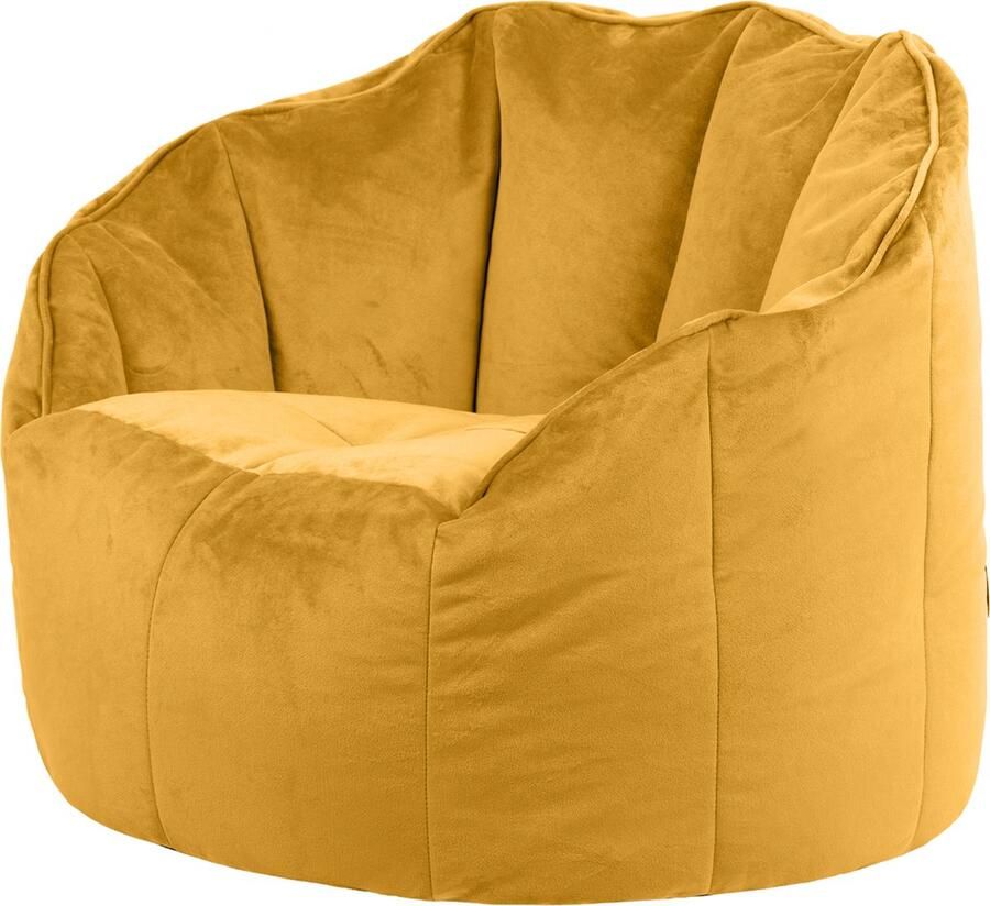 Icon “Sirena” Fluwelen Zitzakstoel Geel XL Zitzak Volwassenen met Vulling Woonkamerzitzakken