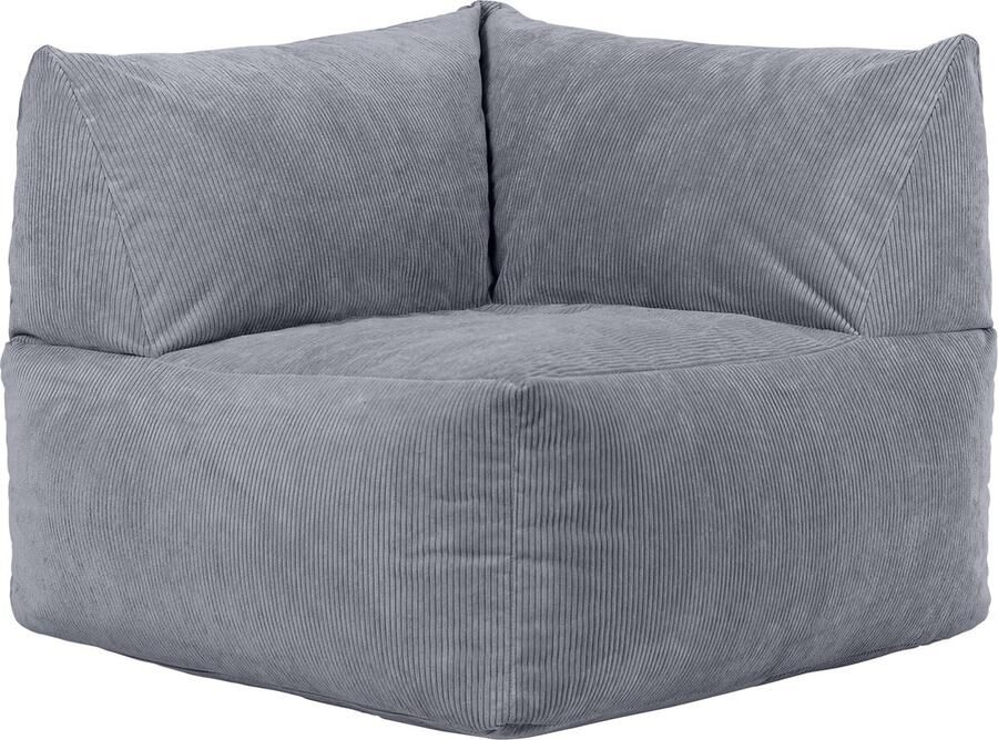 Icon Tetra Modulaire Hoekstoel van Corduroy Grijs XXL Zitzakstoel Volwassenen met Vulling Woonkamerzitzakken