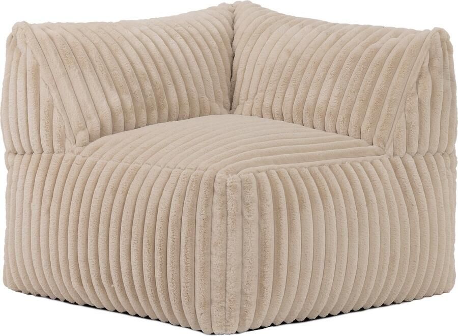 Icon Tetra Modulaire Hoekstoel van Imitatiebont Beige XXL Zitzakstoel Volwassenen met Vulling Woonkamerzitzakken
