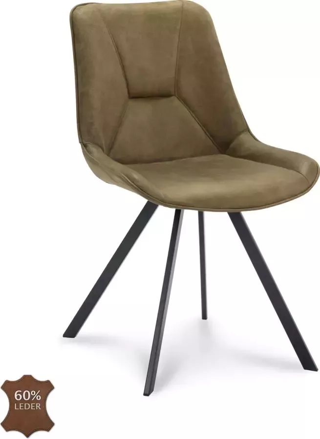 Icon Living B.V. Icon Living Eetkamerstoel Brooks Microleder Mosgroen set van 2